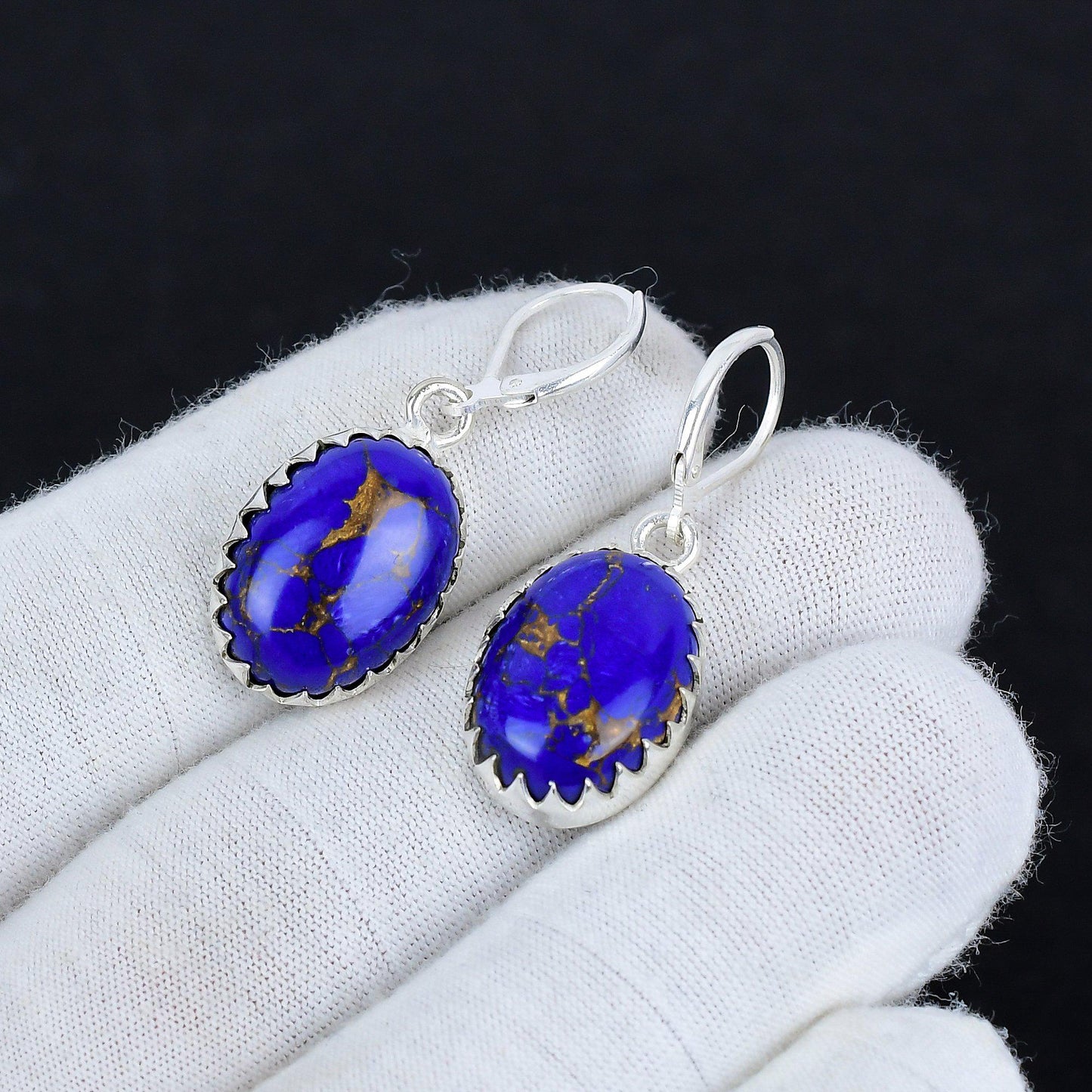 Blue Turquoise Gemstone Earrings