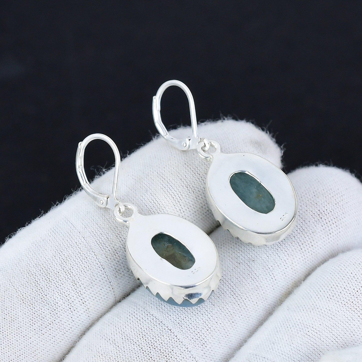 Blue Aquamarine Gemstone Earrings