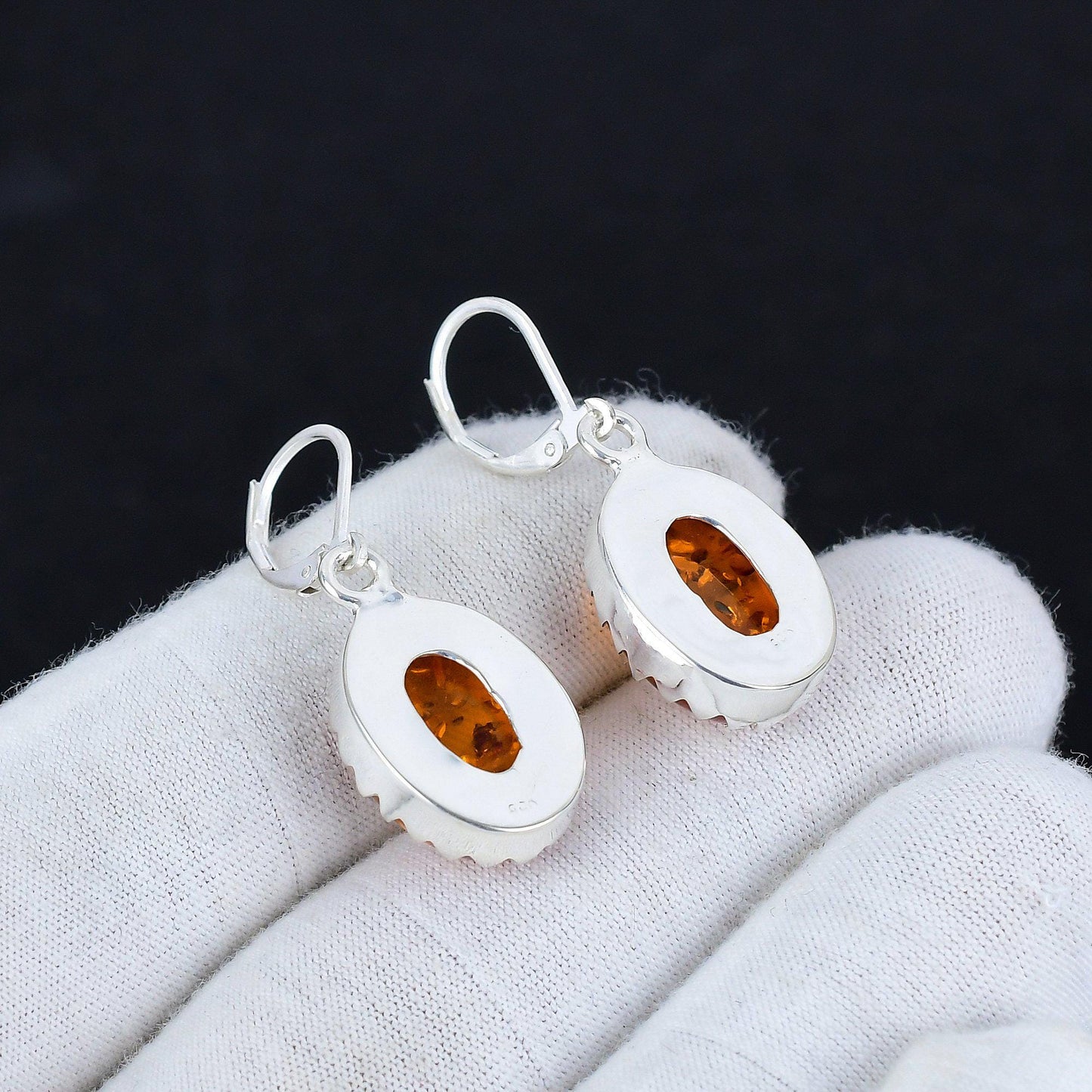 Amber Gemstone Dangle Earrings