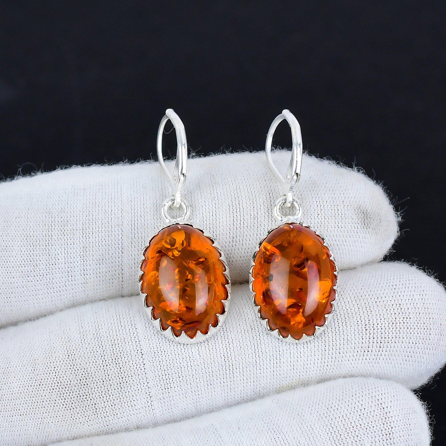 Amber Gemstone Dangle Earrings