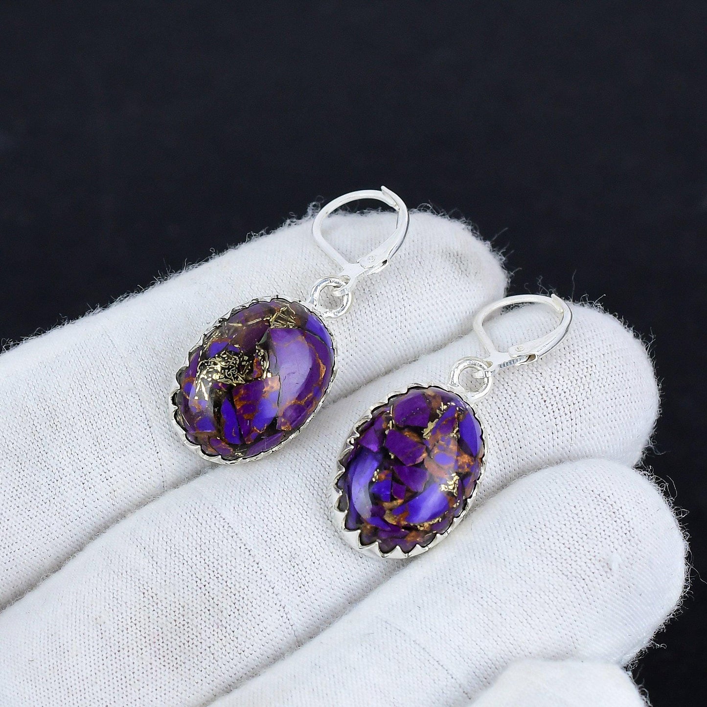 Purple Spiny Turquoise Gemstone Earrings