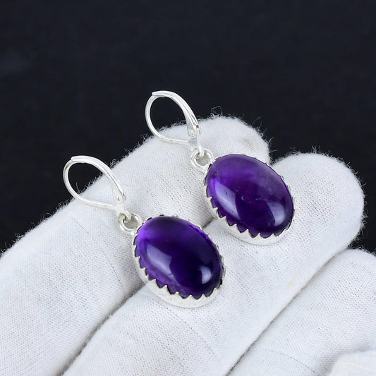 Purple Amethyst Gemstone Earrings