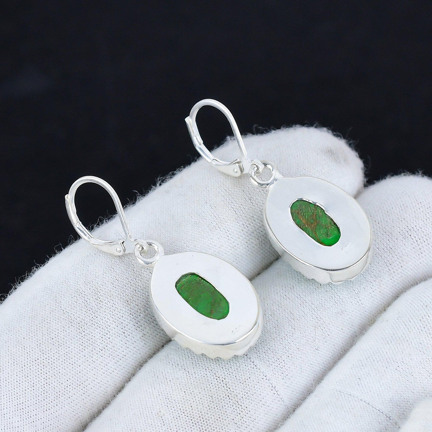 Green Copper Turquoise Gemstone Earrings