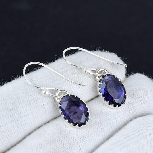 Purple Amethyst Gemstone Dangle Earrings