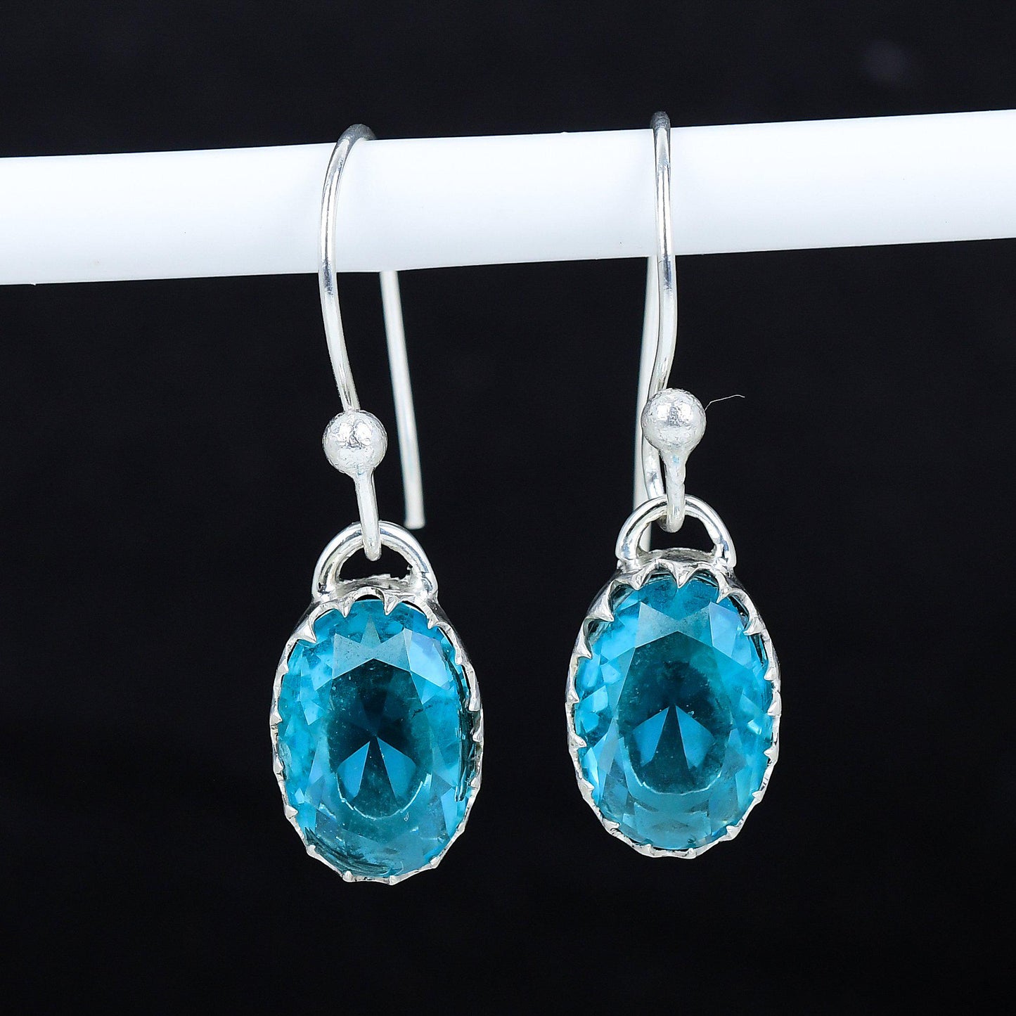Swiss Blue Topaz Gemstone Earrings