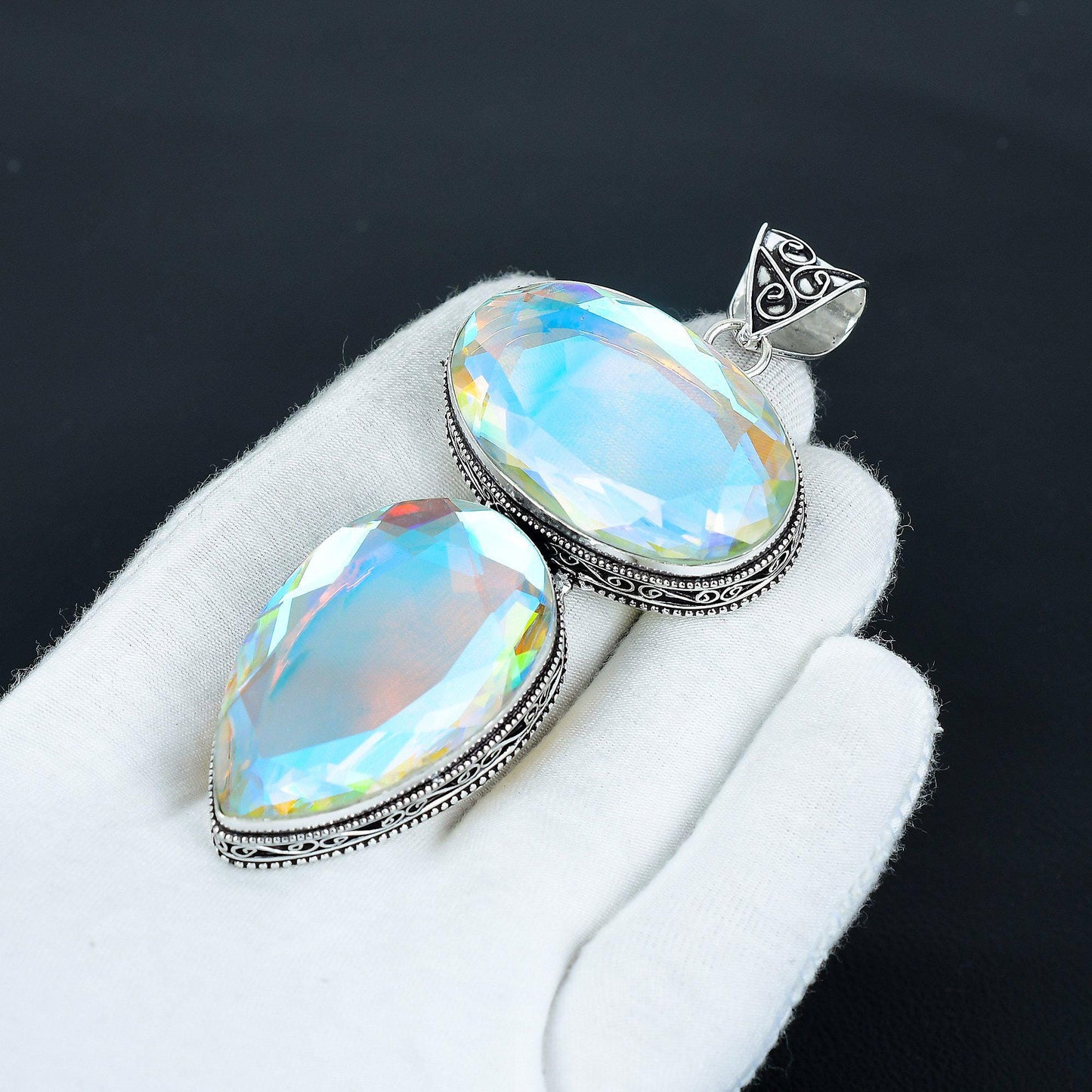 White Mystic Topaz Gemstone Pendant
