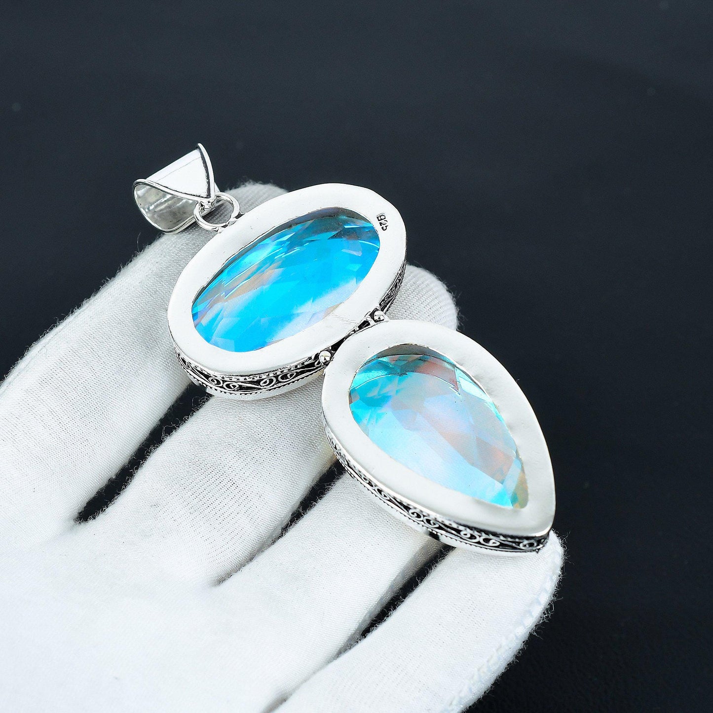 White Mystic Topaz Gemstone Pendant