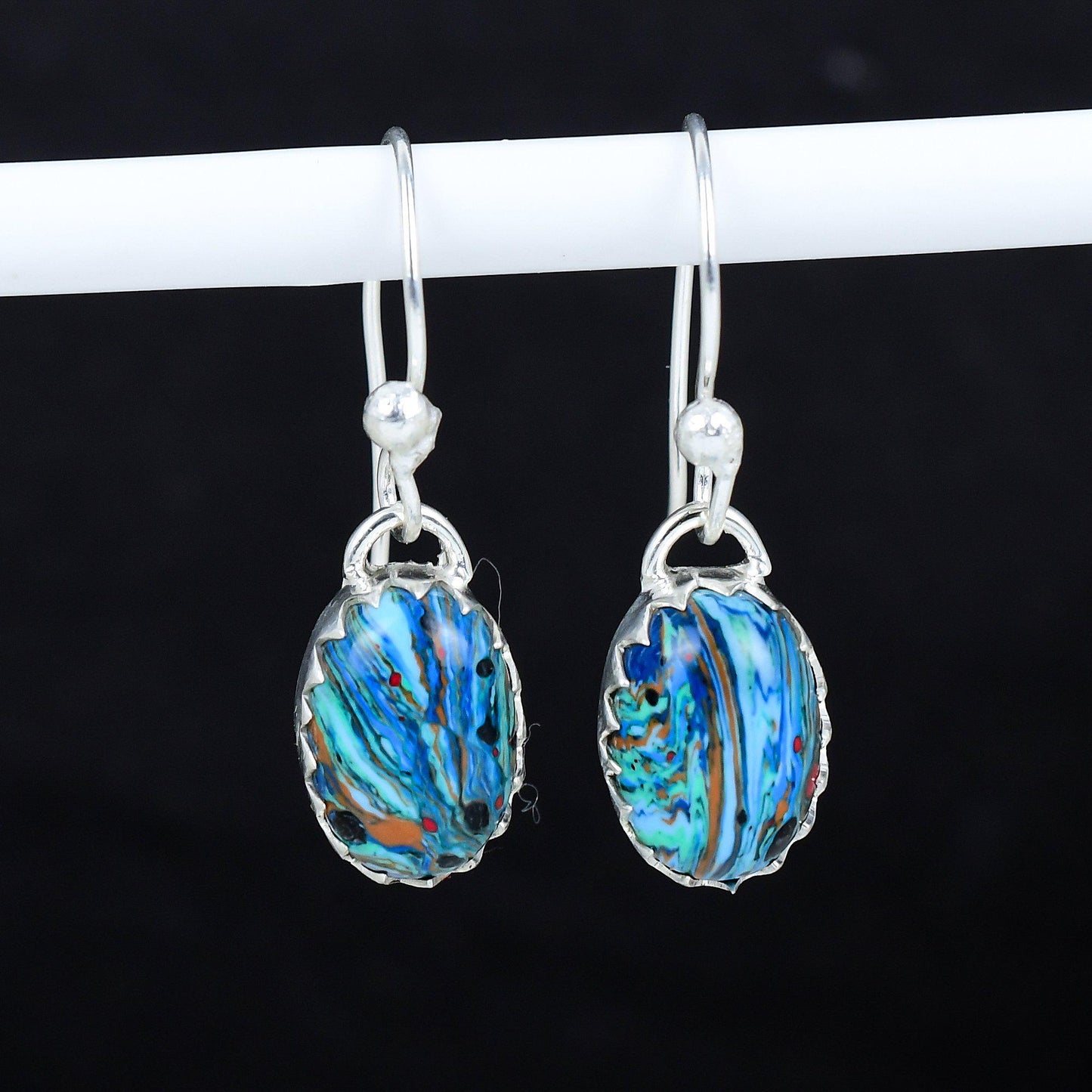 Multicolor Rainbow Calsillica Gemstone Earrings