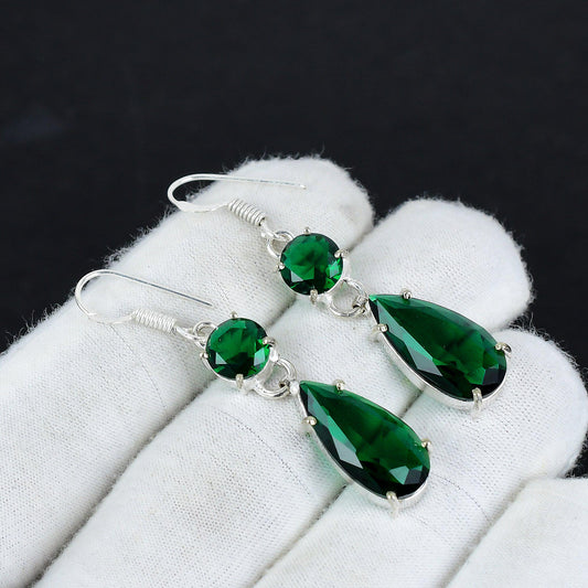 Green Tourmaline Gemstone Earrings