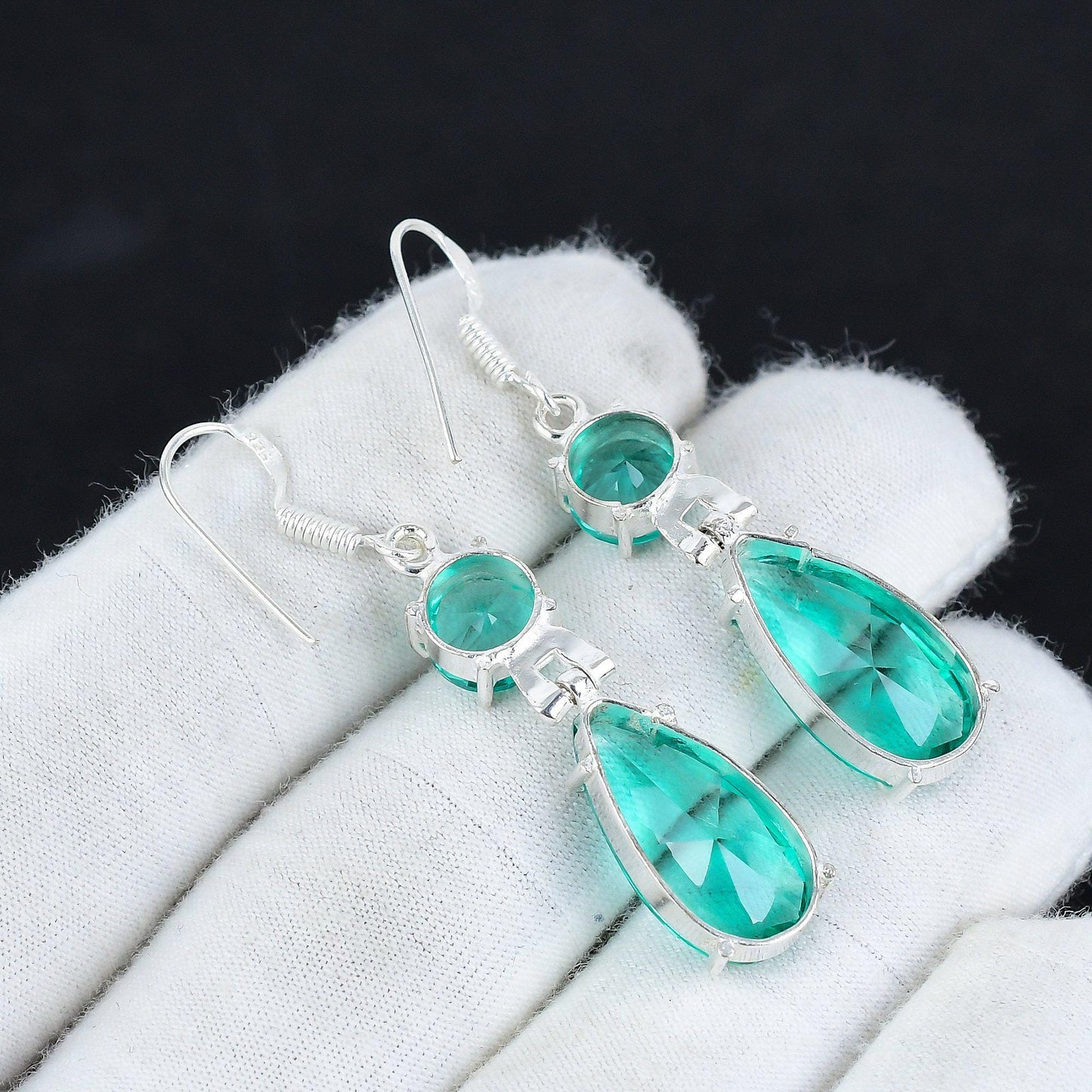 Green Apatite Gemstone Earrings