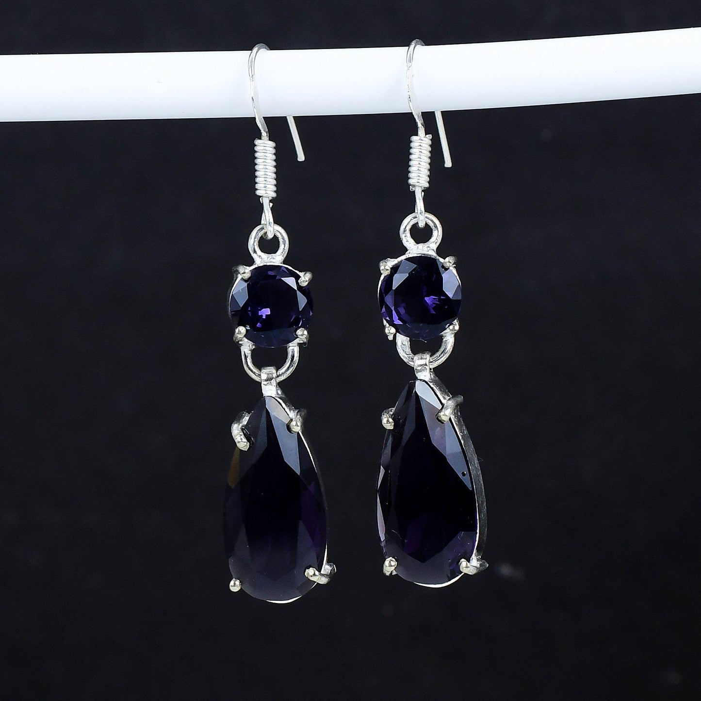 Purple Amethyst Gemstone Sterling Silver Earrings
