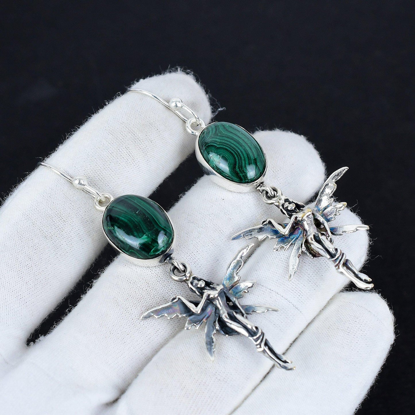 Green Malachite Gemstone Earrings