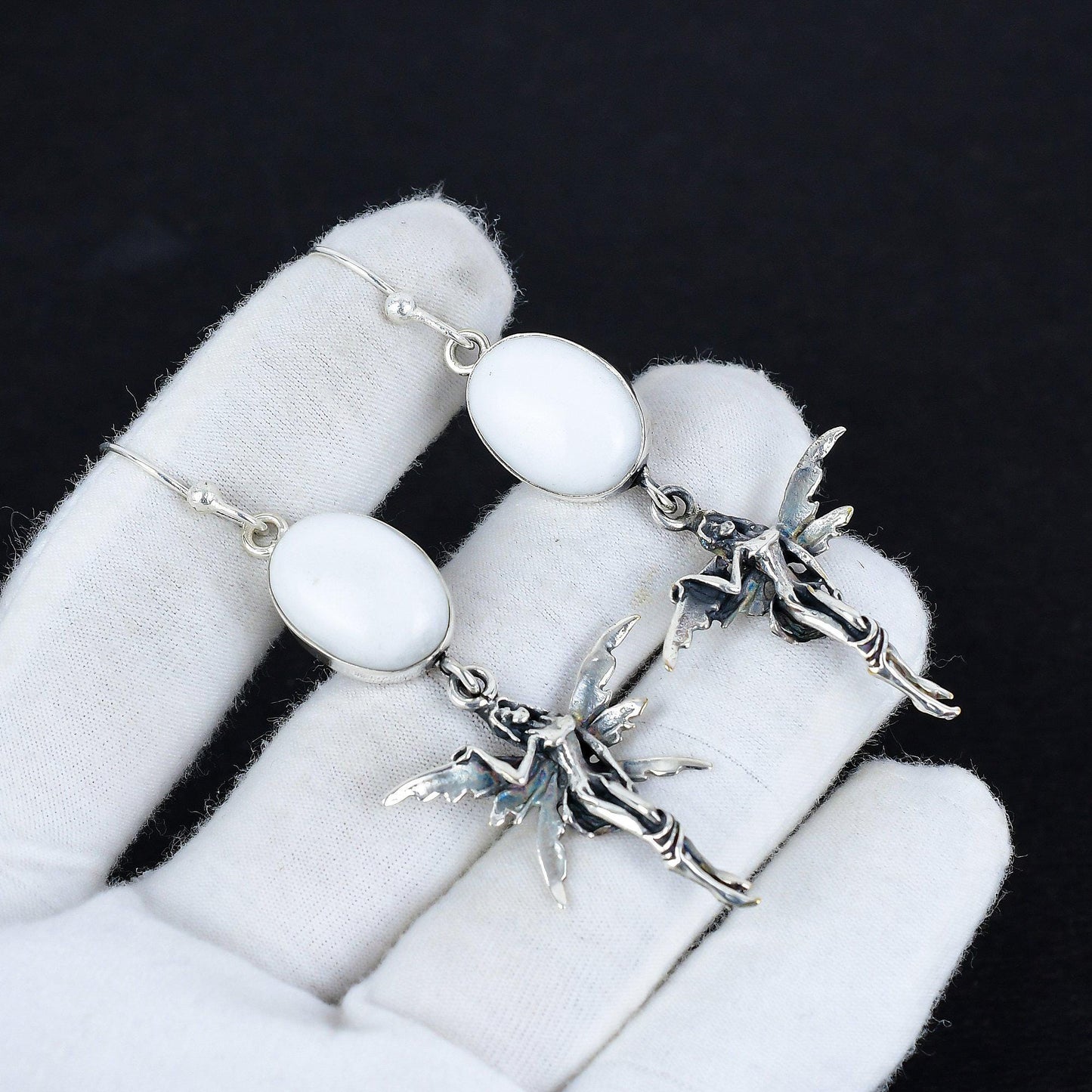White Coral Gemstone Earrings
