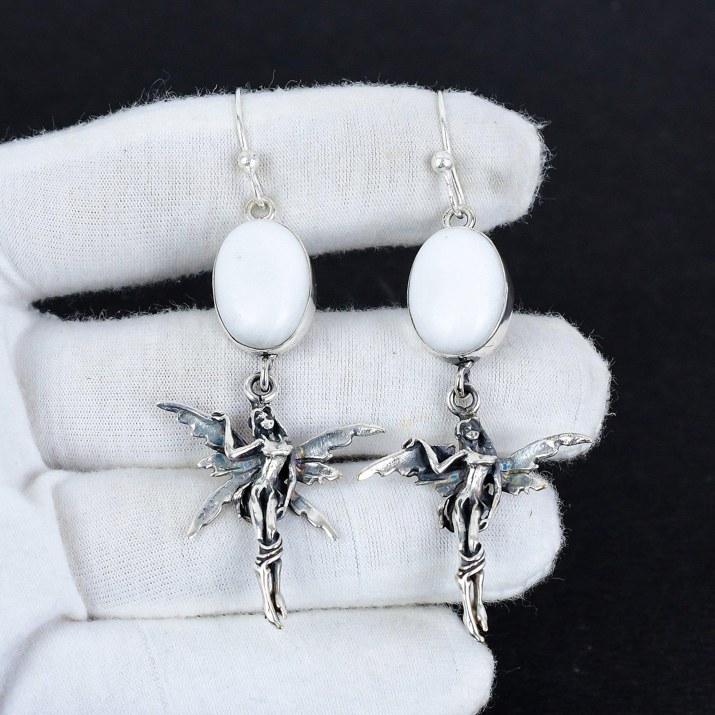 White Coral Gemstone Earrings