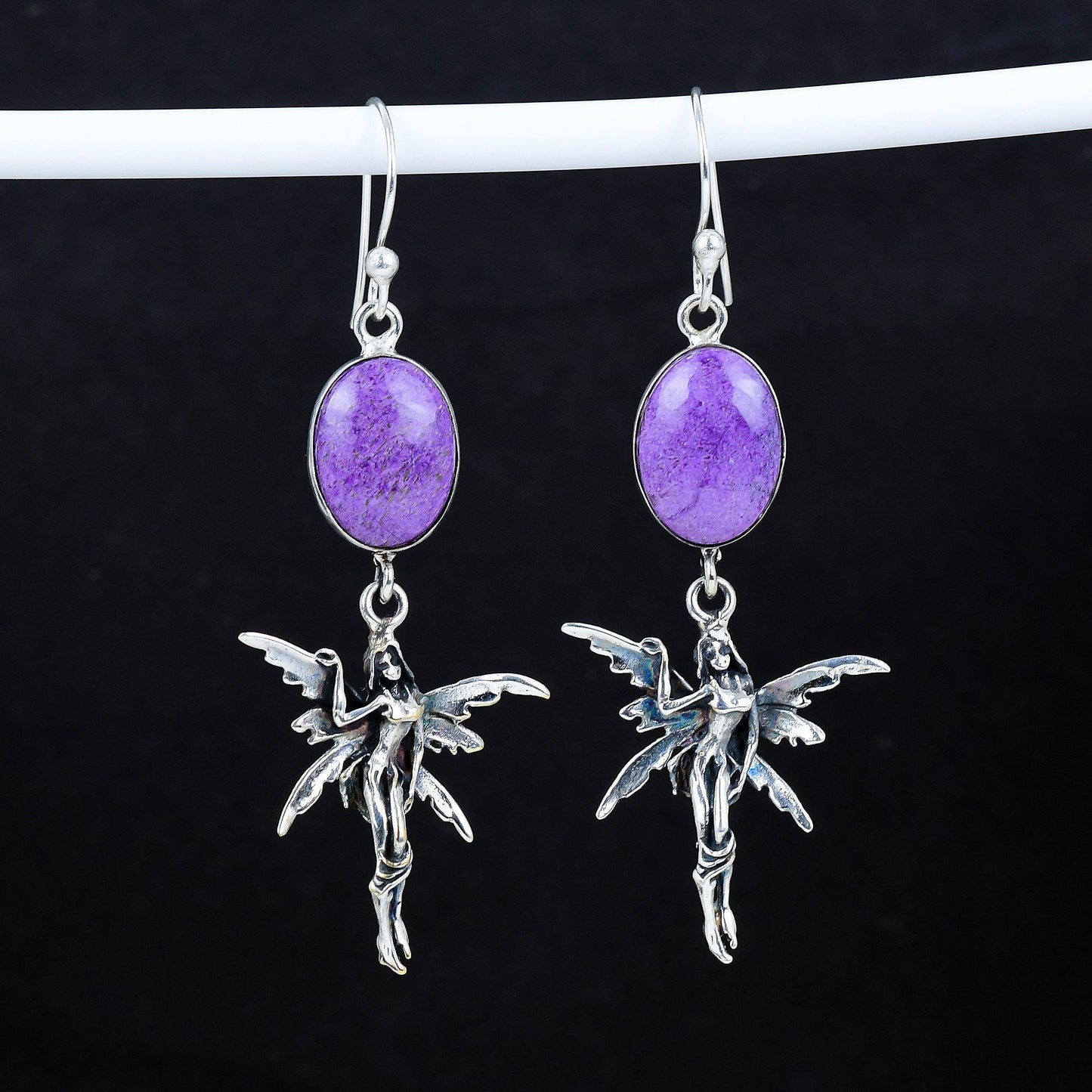 Purple Purpurite Gemstone Earrings