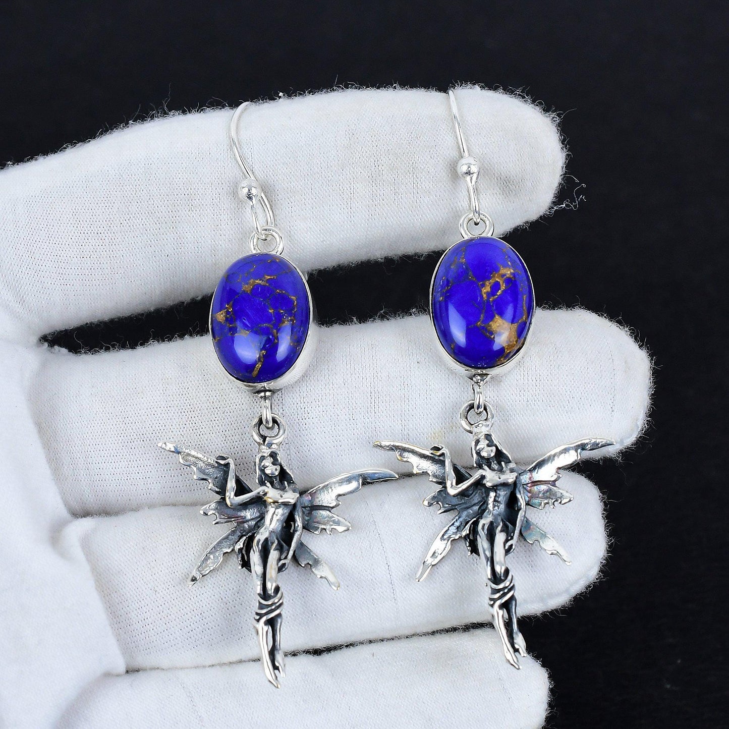 Blue Copper Turquoise Gemstone Earrings