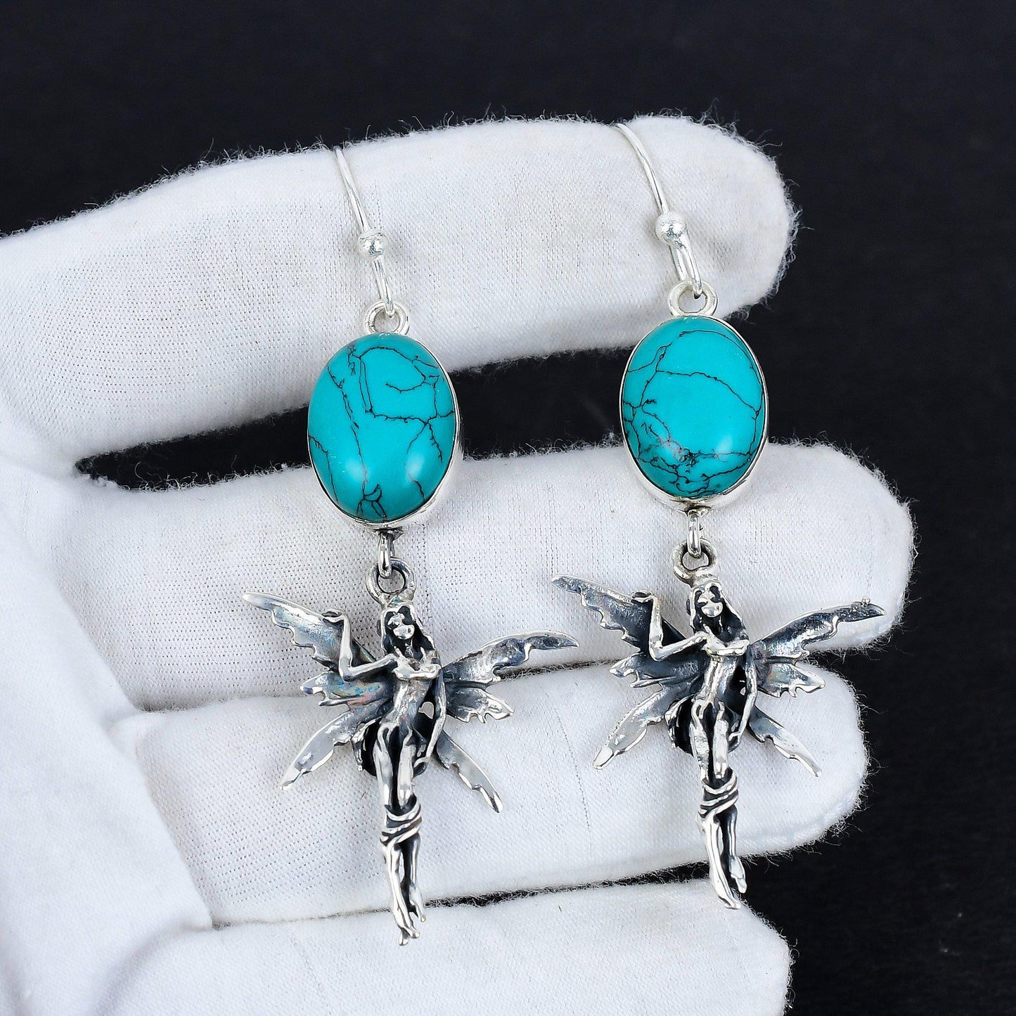 Turquoise Gemstone Hook Earrings