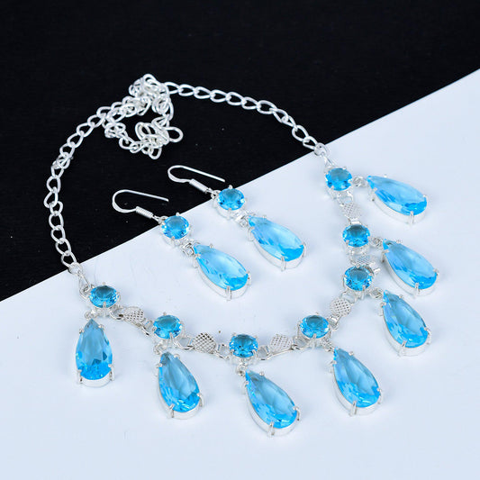 Blue Topaz Gemstone Necklace