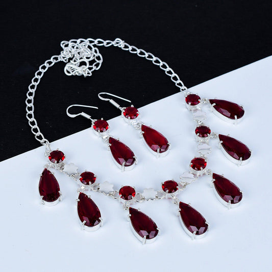 Red Ruby Gemstone Necklace