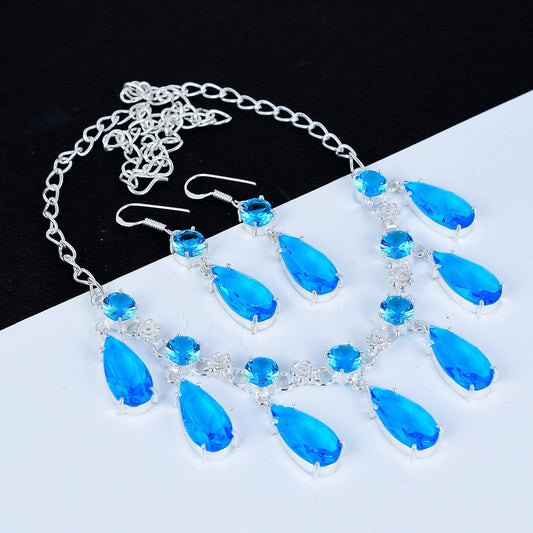 Swiss Blue Topaz Gemstone Necklace
