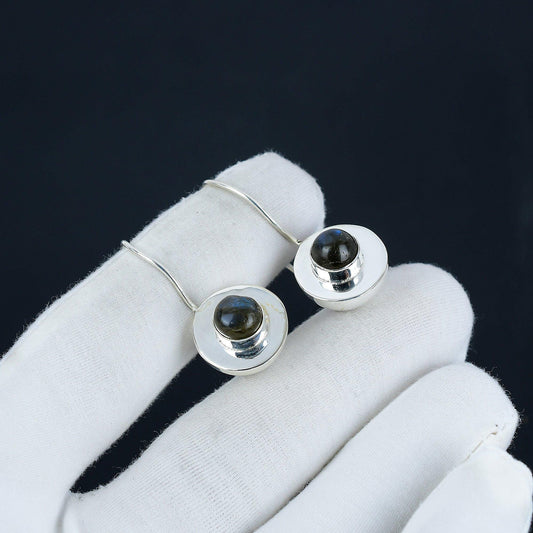 Grey Labradorite Gemstone Earrings