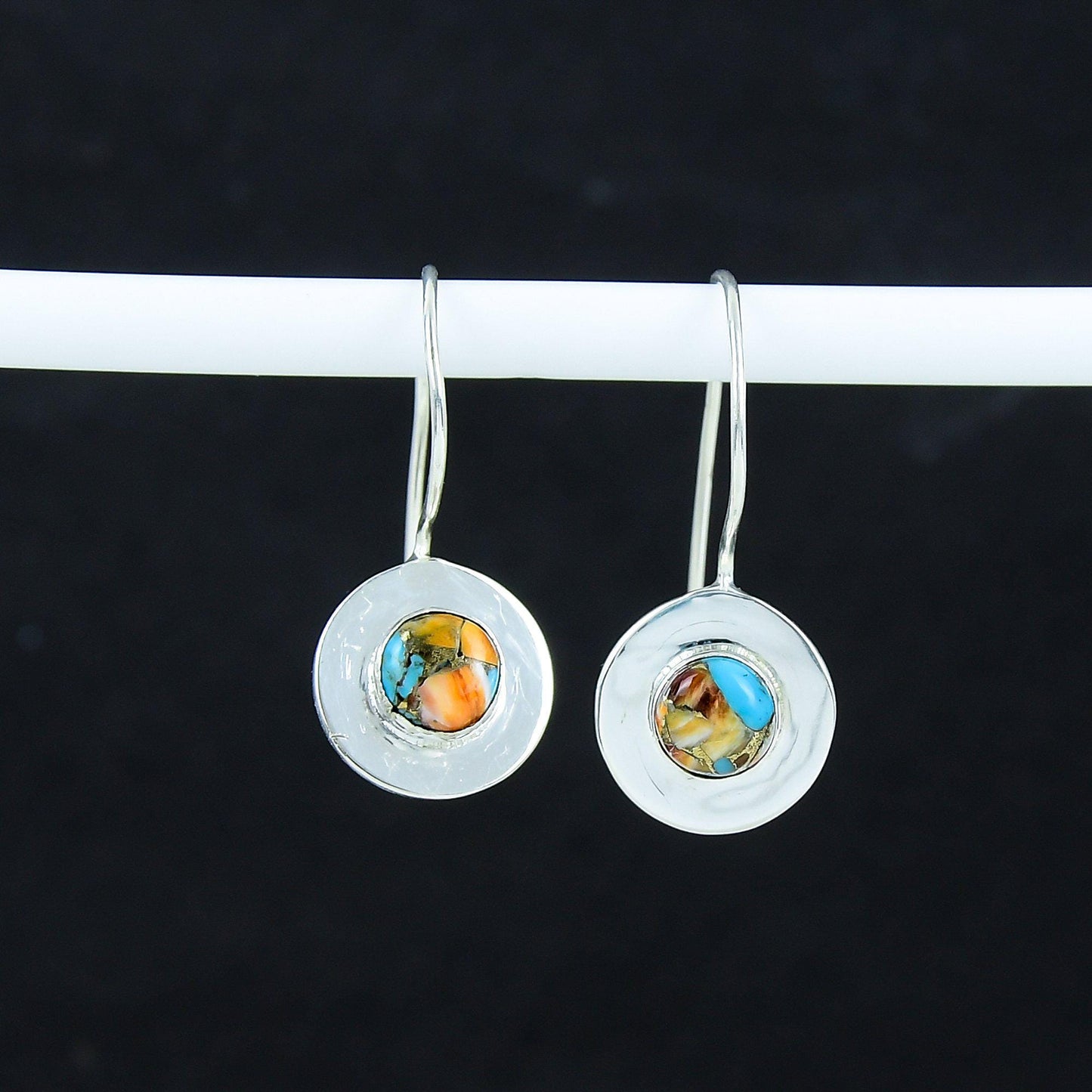 Orange Spiny Turquoise Gemstone Earrings