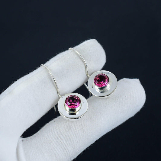 Pink Rubellite Gemstone Earrings