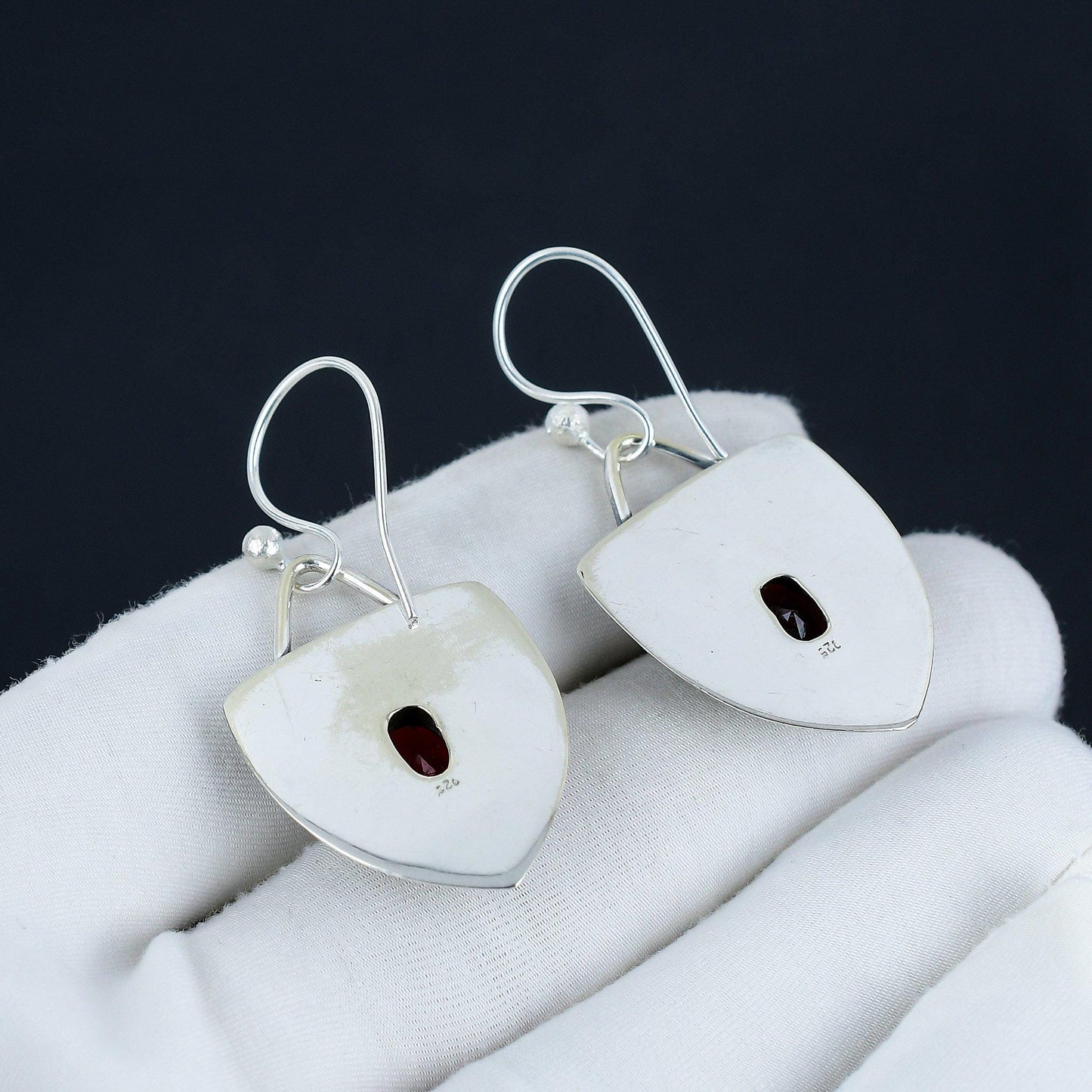 Red Garnet Sterling Silver Dangle Earrings