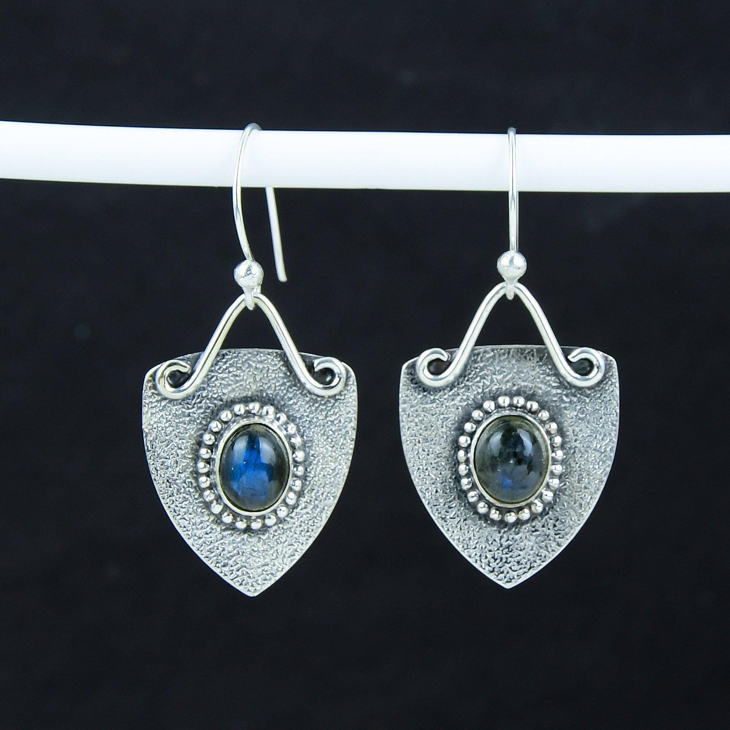Blue-Grey Labradorite Gemstone Earrings
