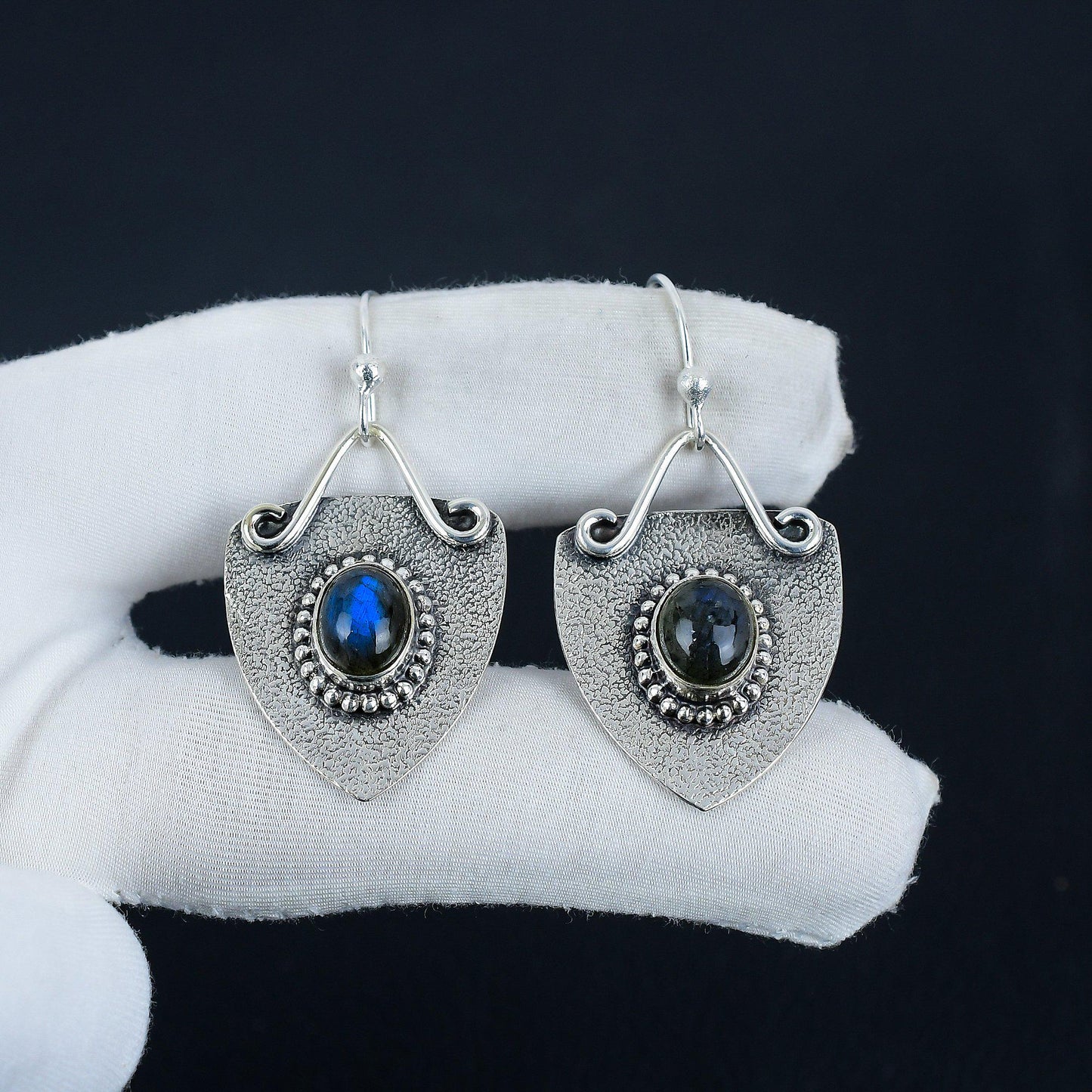Blue-Grey Labradorite Gemstone Earrings