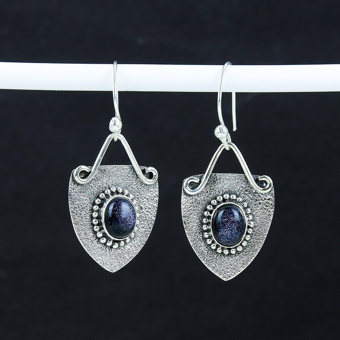 Blue Sunstone Gemstone Earrings