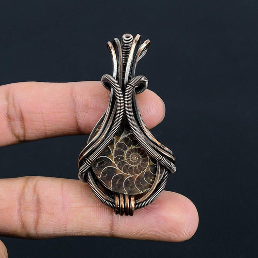 Copper Ammonite Gemstone Pendant