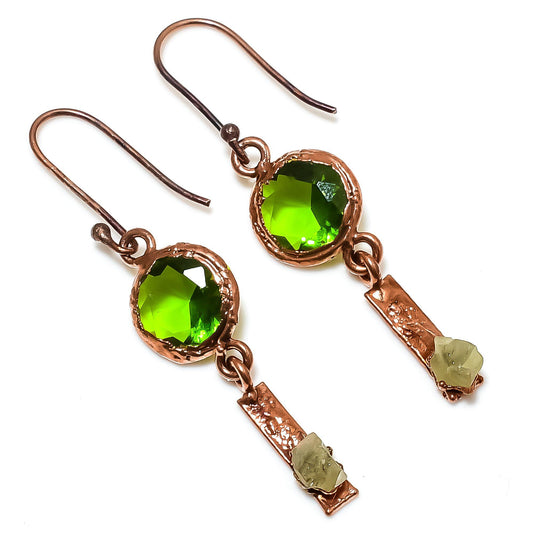 Green Peridot Gemstone Earrings