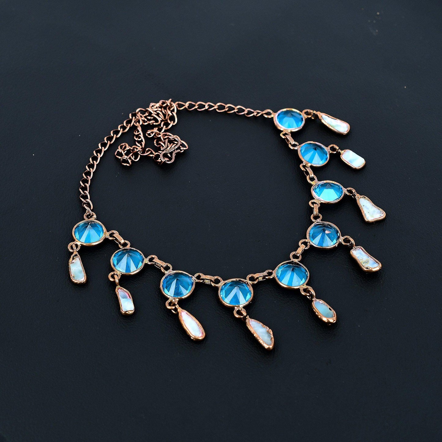 Blue Topaz & Larimar Gemstone Necklace