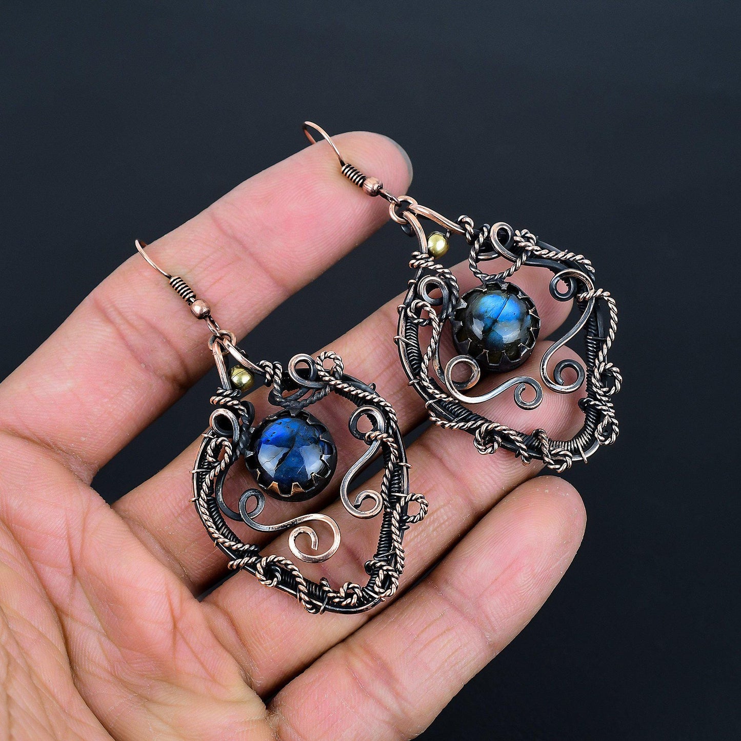 Blue Labradorite Gemstone Earrings