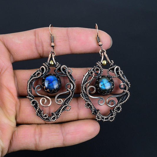 Blue Labradorite Gemstone Earrings