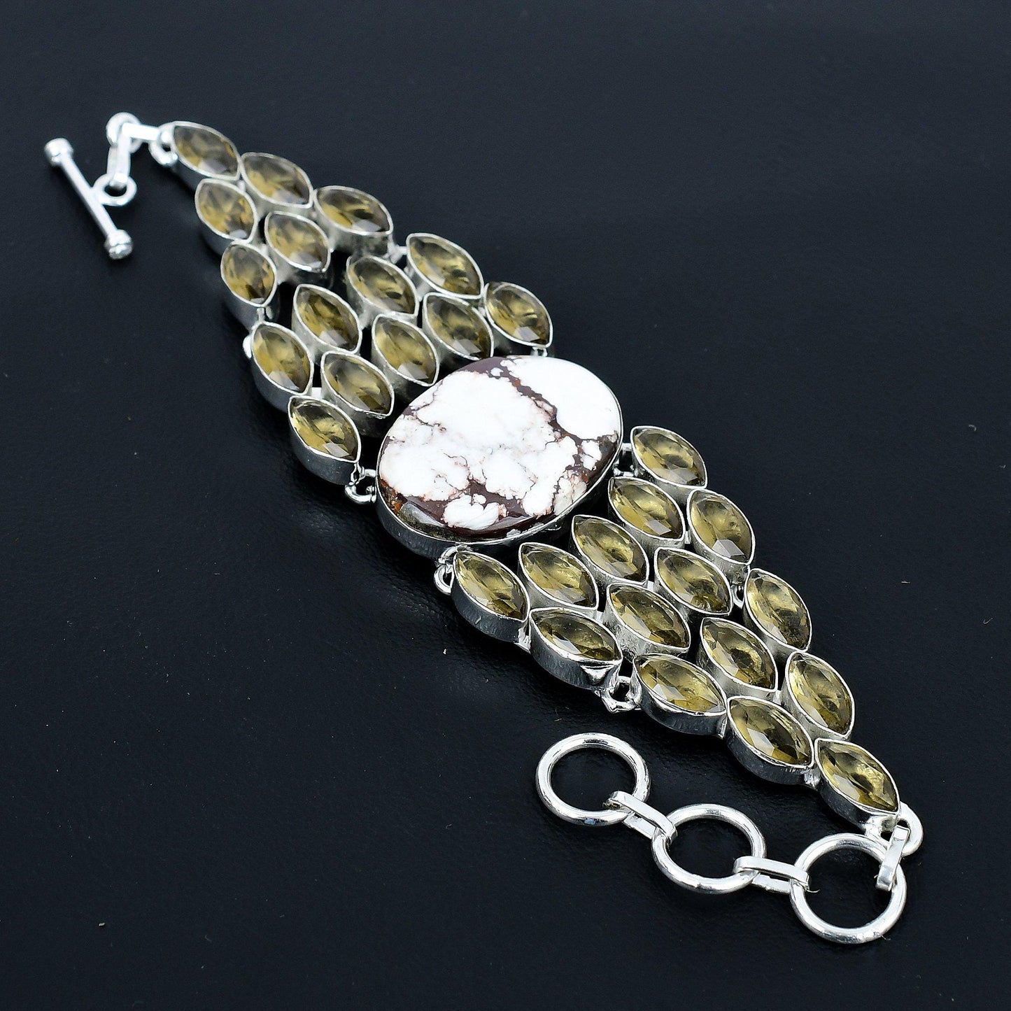 Brown Wild Horse Jasper & Smoky Topaz Gemstone Bracelet