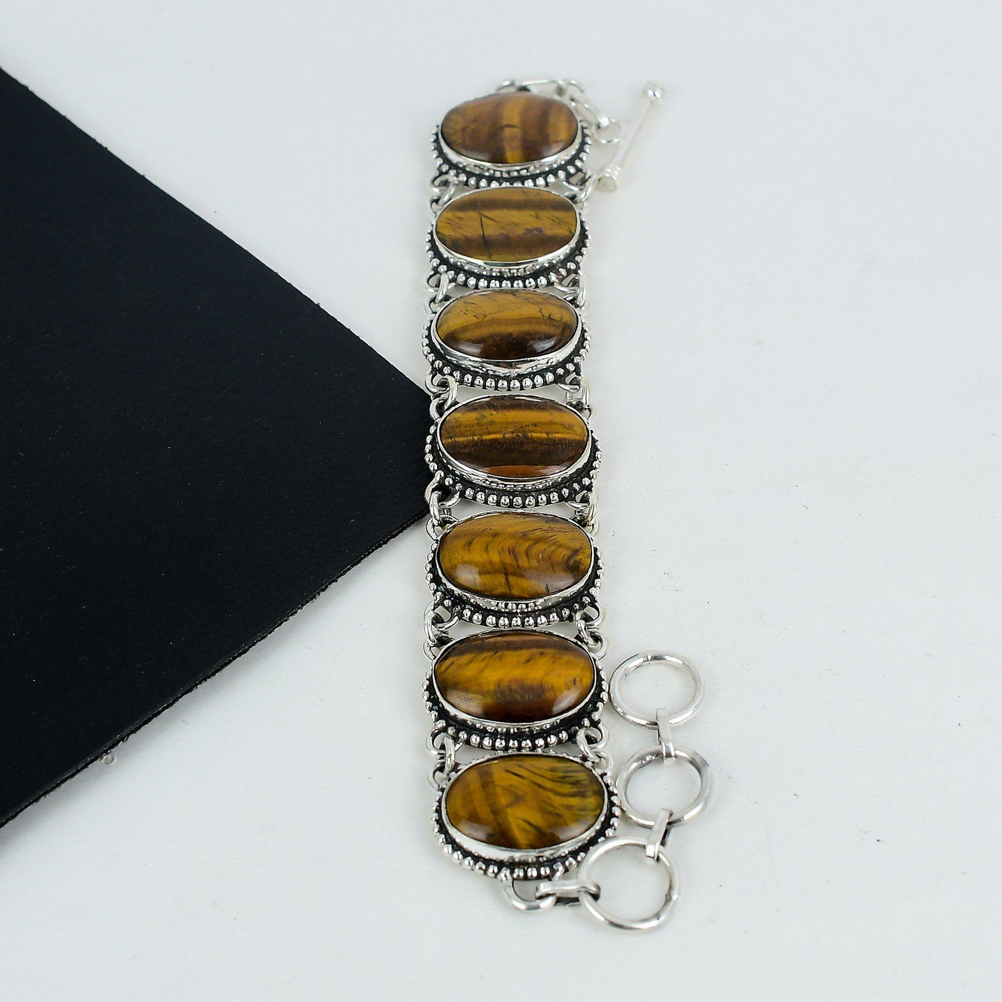 Brown Tiger Eye Sterling Silver Bracelet