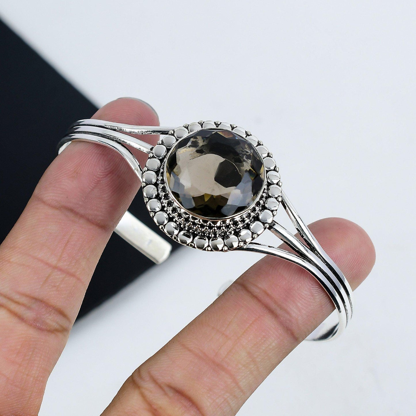 Smoky Topaz Sterling Silver Bangle