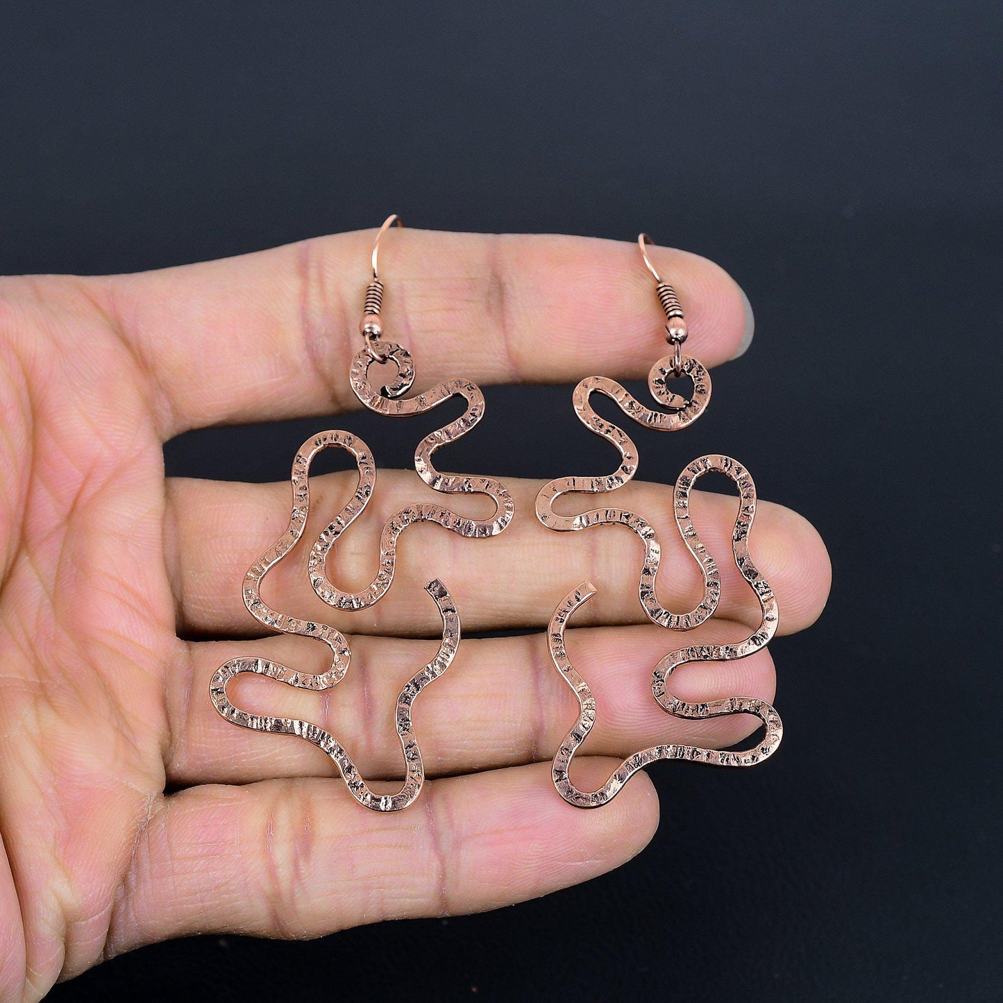 Copper Gemstone Dangle Earrings