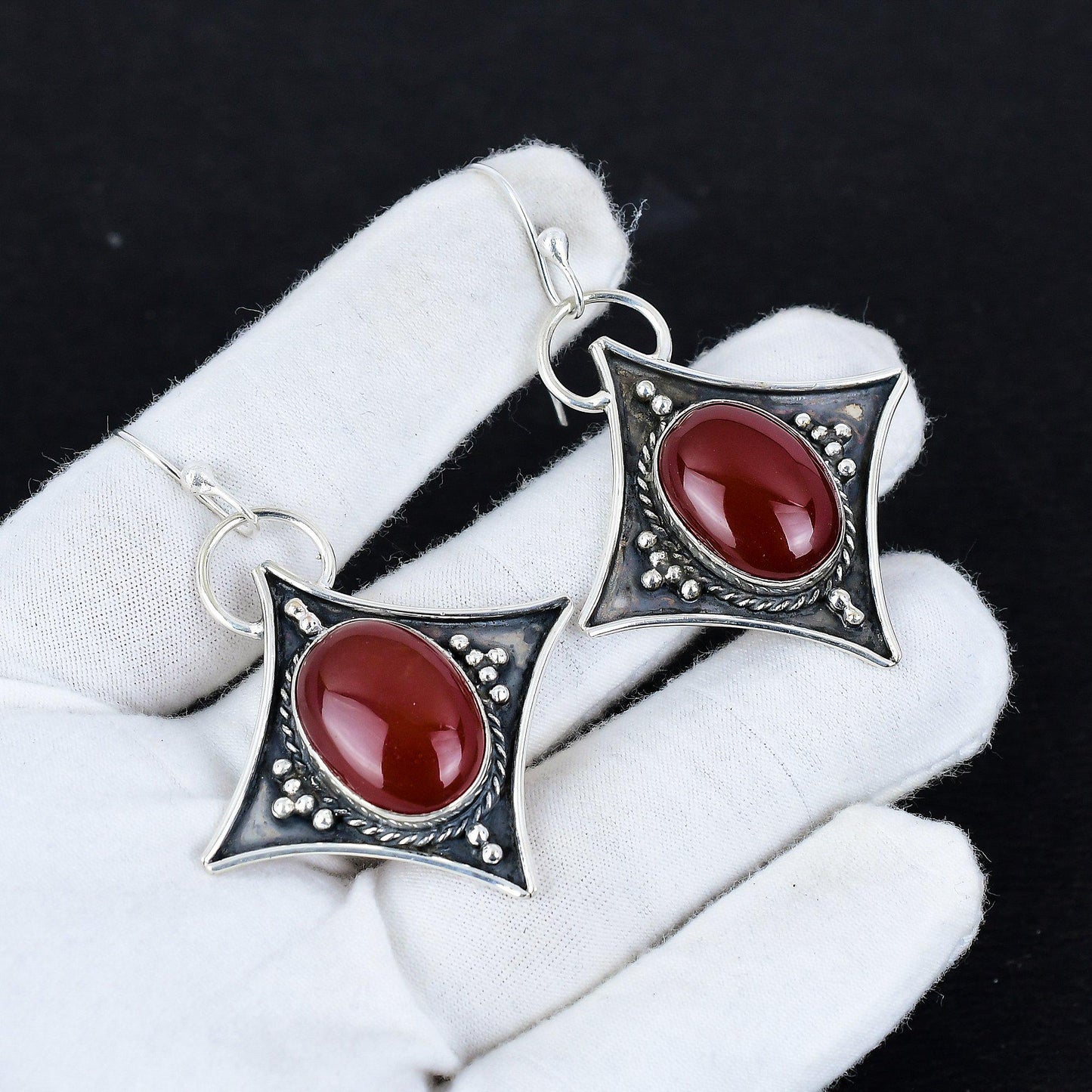 Orange Carnelian Gemstone Earrings