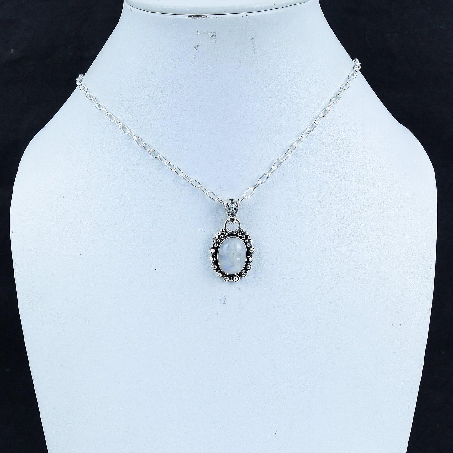 Sterling Silver Rainbow Moonstone Cross Pendant