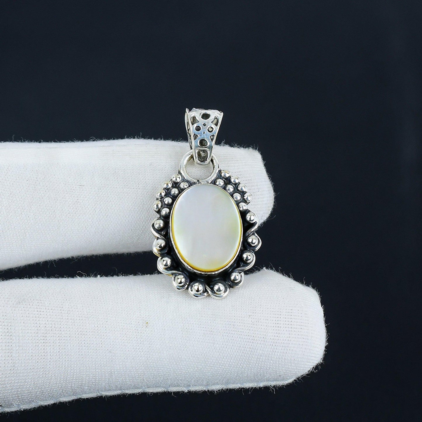 White Mother of Pearl Gemstone Pendant