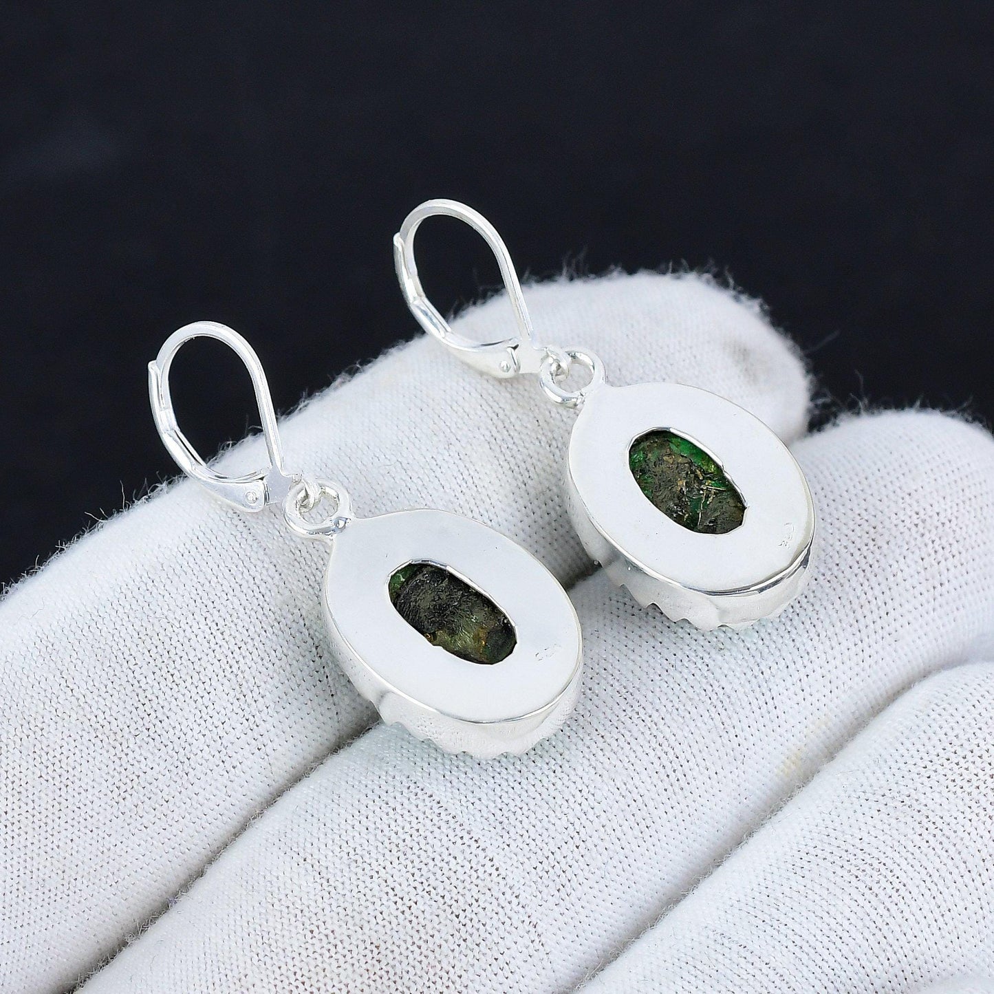 Green Copper Turquoise Gemstone Earrings