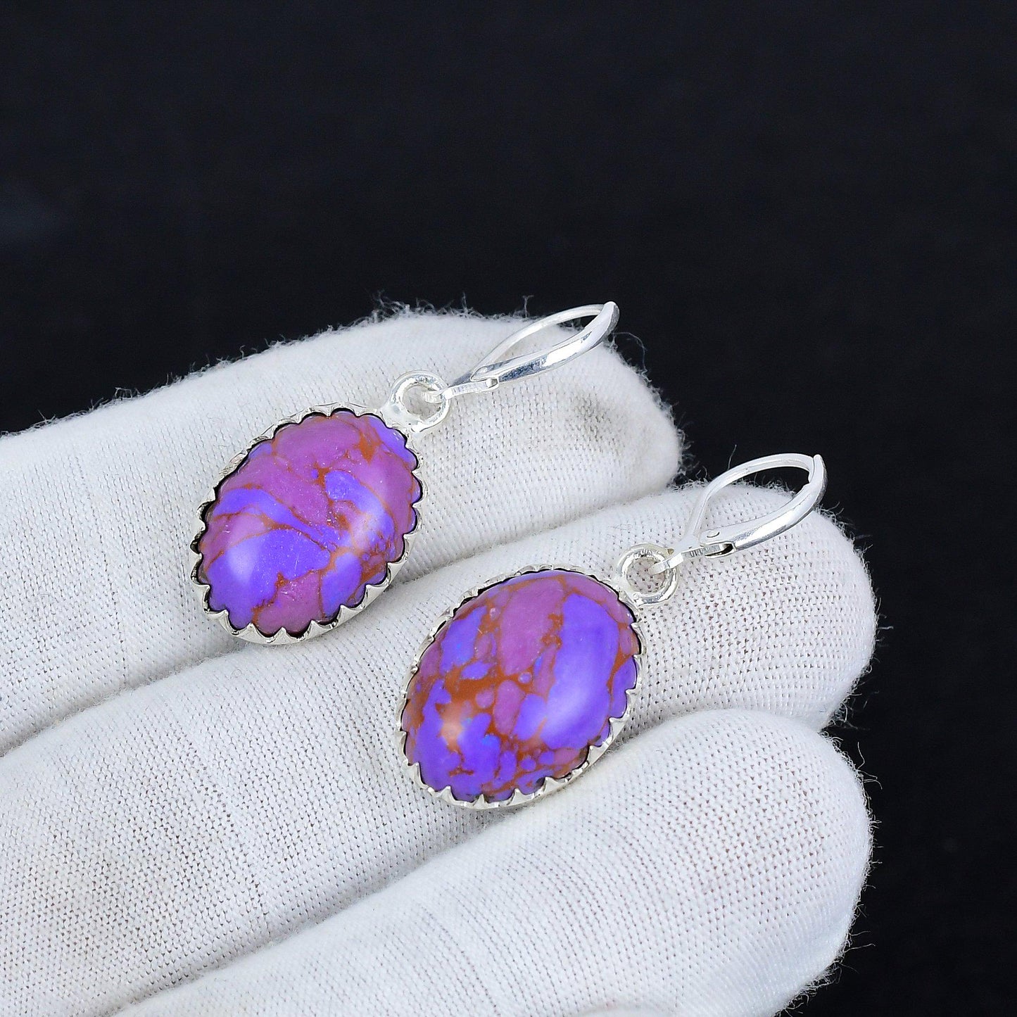 Purple Turquoise Gemstone Earrings