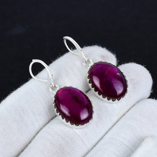 Pink Labradorite Gemstone Earrings