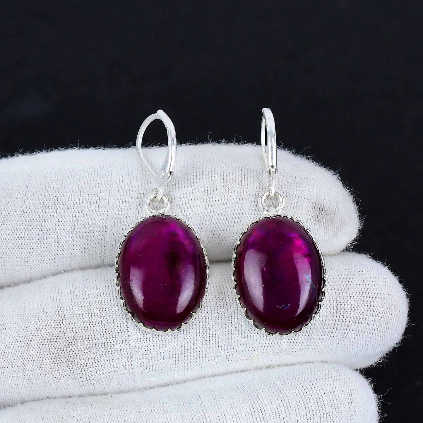 Pink Labradorite Gemstone Earrings