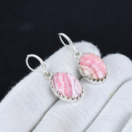 Pink Rhodochrosite Gemstone Earrings