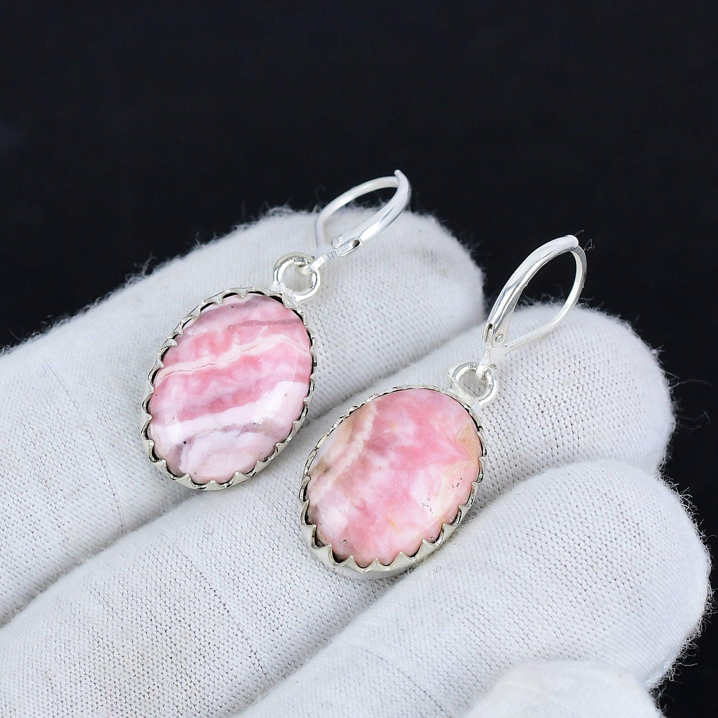 Pink Rhodochrosite Gemstone Earrings