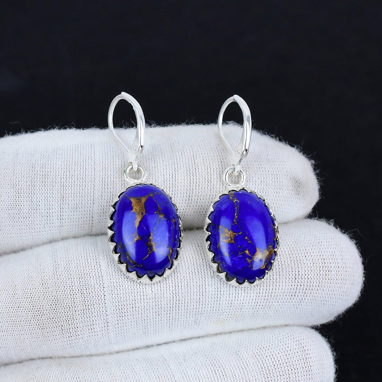 Blue Turquoise Gemstone Earrings